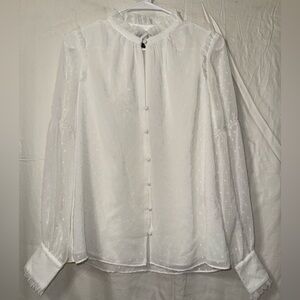 White House Black Market Sheer White Blouse